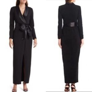 Eliza J Black Long Sleeve Wrap Dress